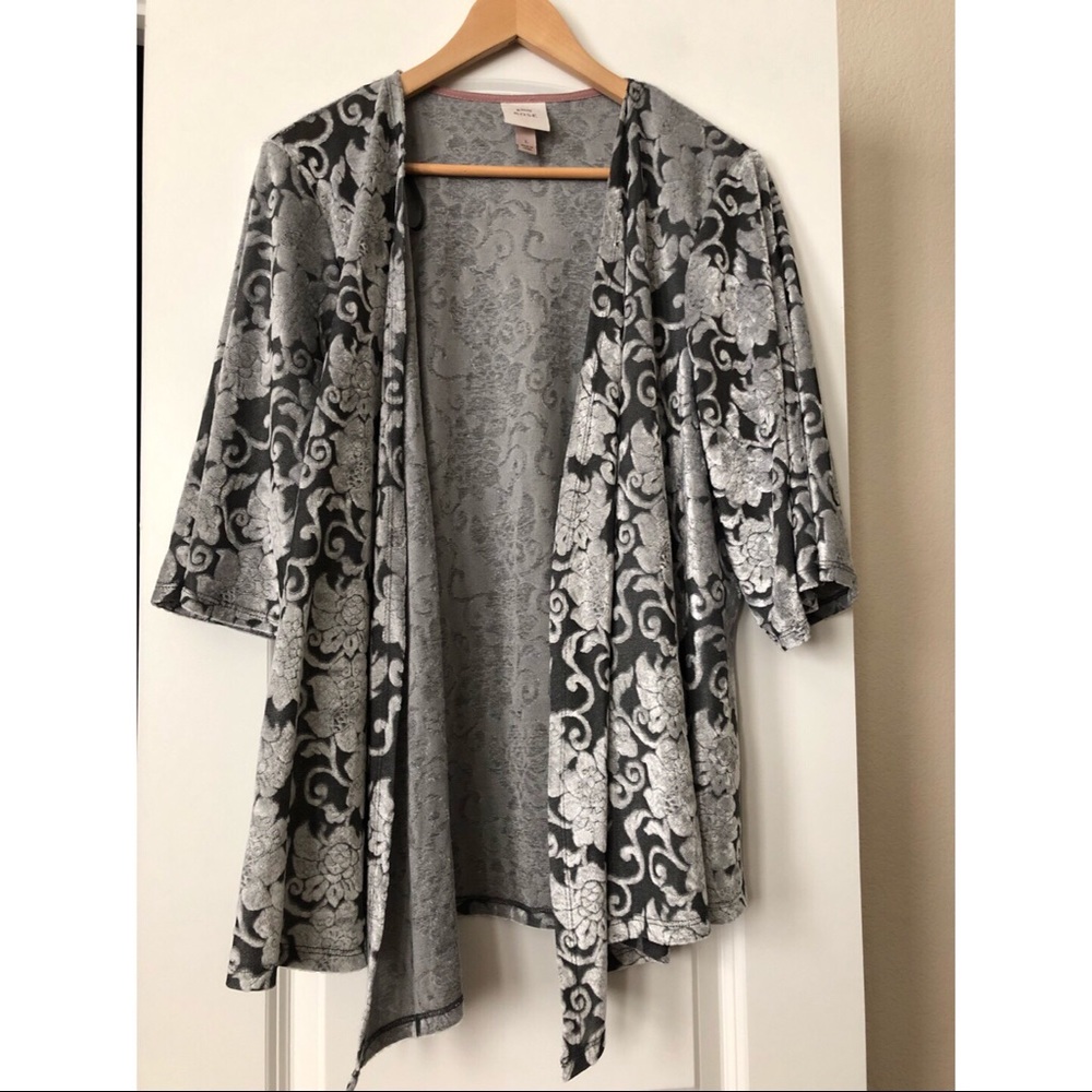 Knox Rose Velvet Floral Cardigan
